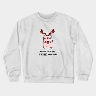 Meowy Christmas, cute cat with antlers Crewneck Sweatshirt